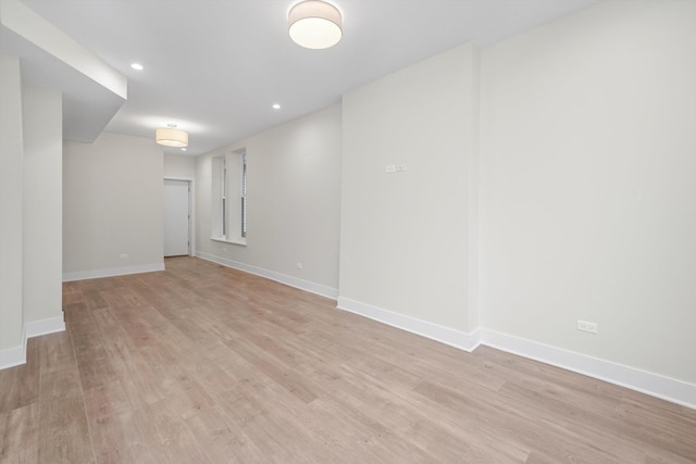 basement with light wood-type flooring