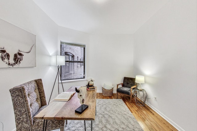 home office featuring wood-type flooring