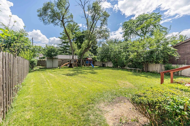 view of yard with a playground