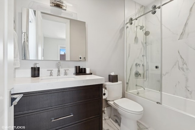 full bathroom with toilet, vanity, and combined bath / shower with glass door