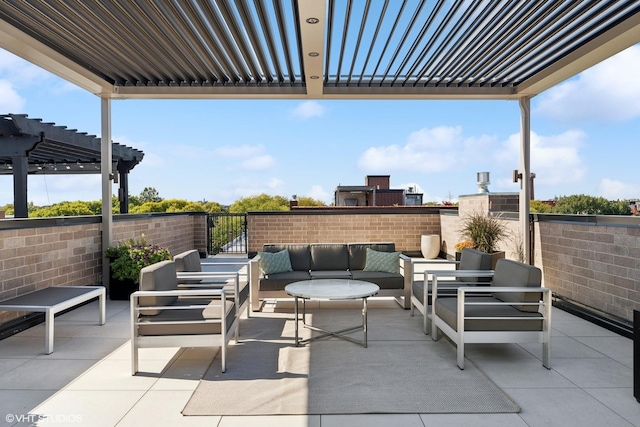 view of patio / terrace with a pergola and an outdoor hangout area