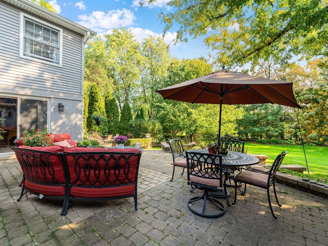 view of patio featuring an outdoor living space