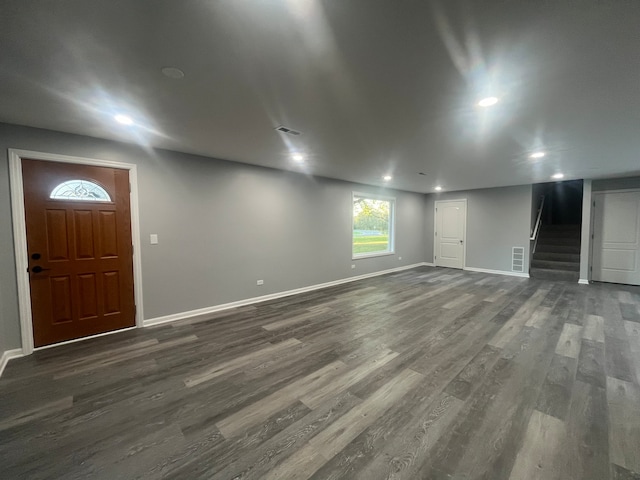 foyer featuring dark hardwood / wood-style floors