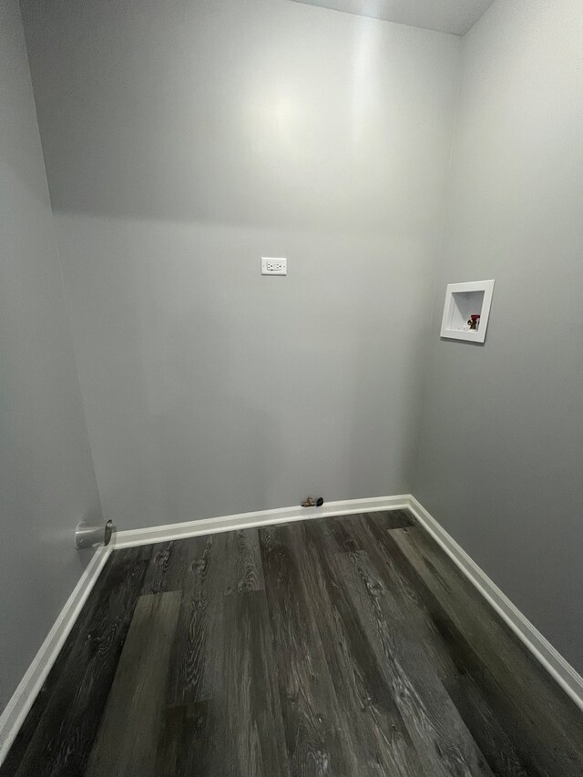 laundry area with washer hookup, gas dryer hookup, and dark hardwood / wood-style flooring