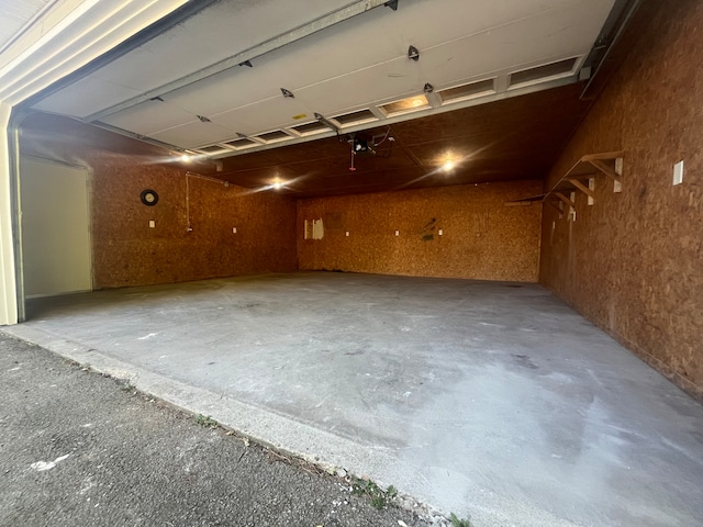 garage with a garage door opener