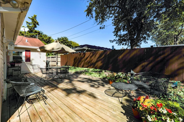814 Countryside Dr, Wheaton, IL 60187 - wooden deck featuring outdoor dining area and a fenced backyard