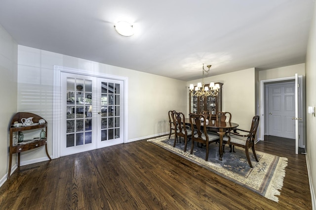 814 Countryside Dr, Wheaton, IL 60187 - dining space with french doors, wood finished floors, a chandelier, and baseboards