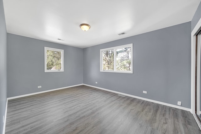 spare room featuring hardwood / wood-style flooring and plenty of natural light