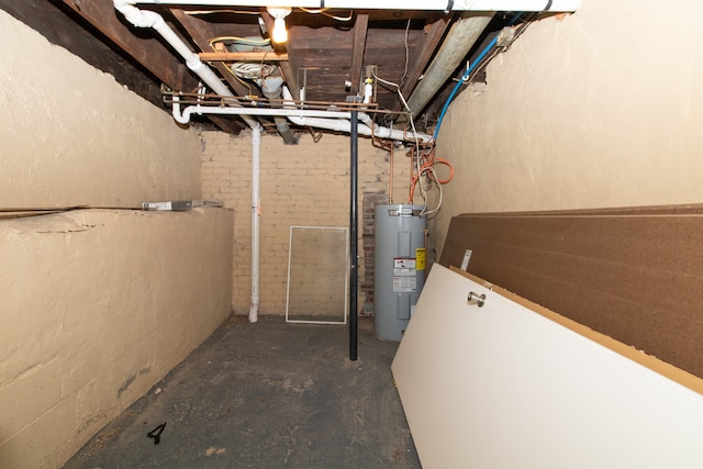 basement with water heater