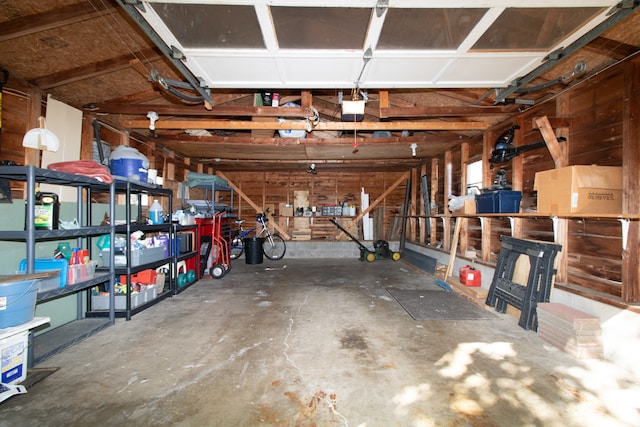 garage with a garage door opener