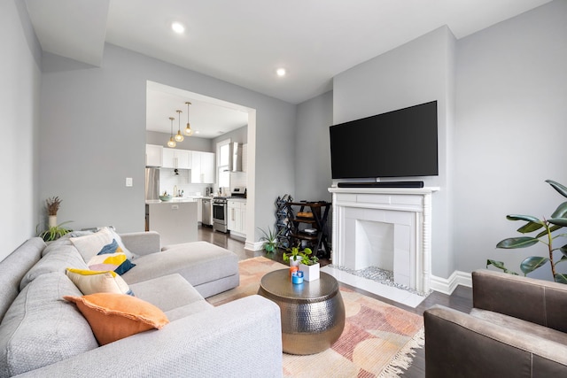 living room featuring wood-type flooring