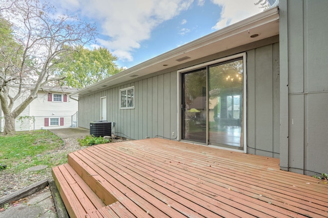 wooden deck with cooling unit