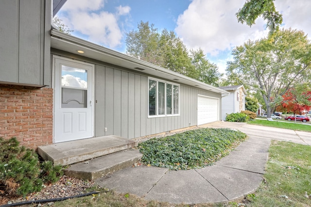 entrance to property with a garage