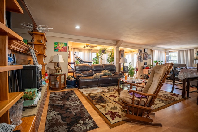 living area featuring wood finished floors