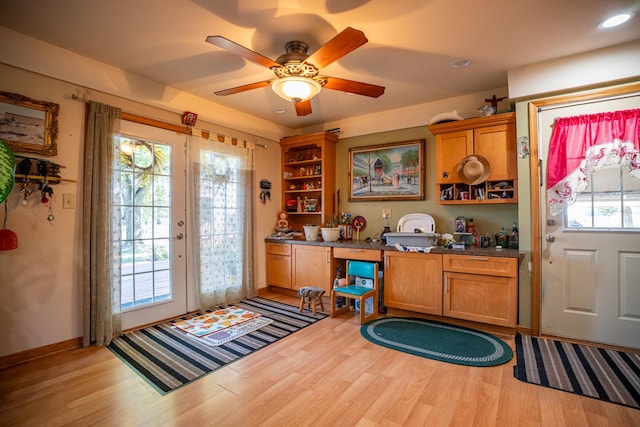 11971 W E Rd, Forreston, IL 61030 - office featuring wood finished floors, a ceiling fan, and recessed lighting