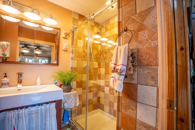 11971 W E Rd, Forreston, IL 61030 - full bath featuring a shower stall, vanity, and ceiling fan