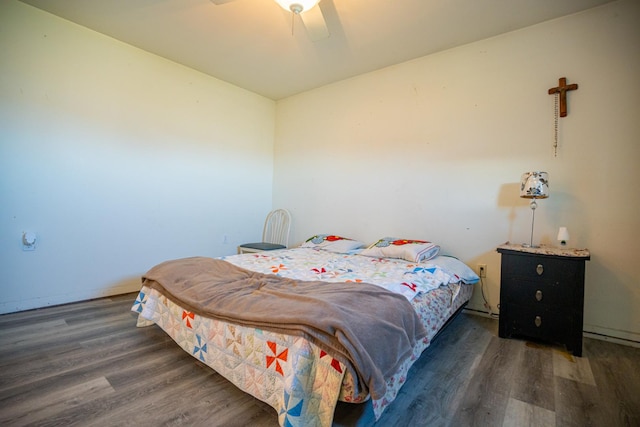 11971 W E Rd, Forreston, IL 61030 - bedroom with wood finished floors and ceiling fan