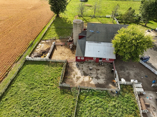 bird's eye view with a rural view