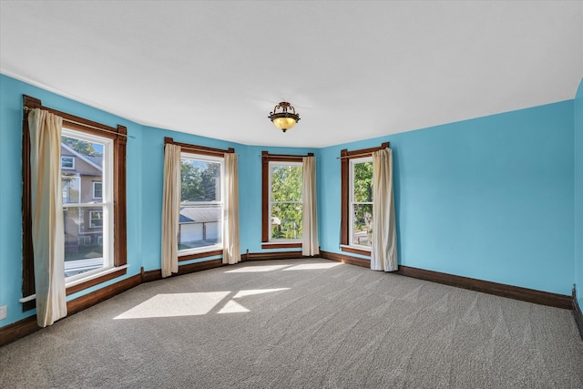 unfurnished room with carpet floors and plenty of natural light