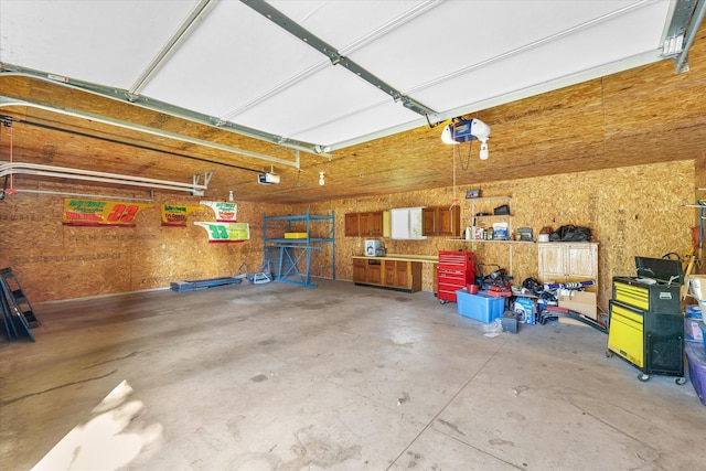 garage with a garage door opener