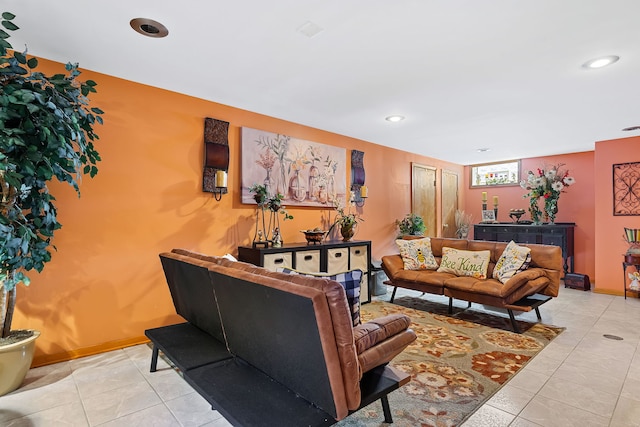 view of tiled living room