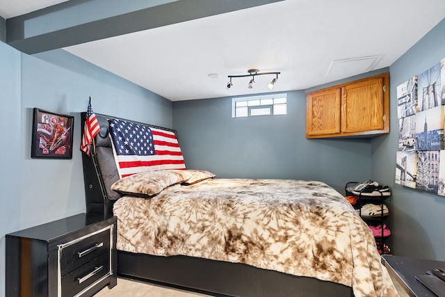 bedroom with rail lighting