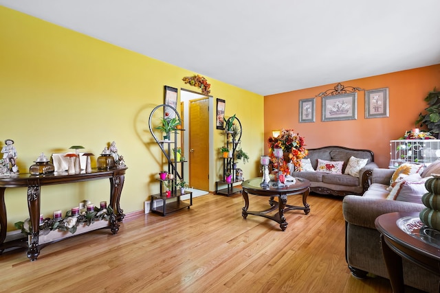 living room with light wood-type flooring