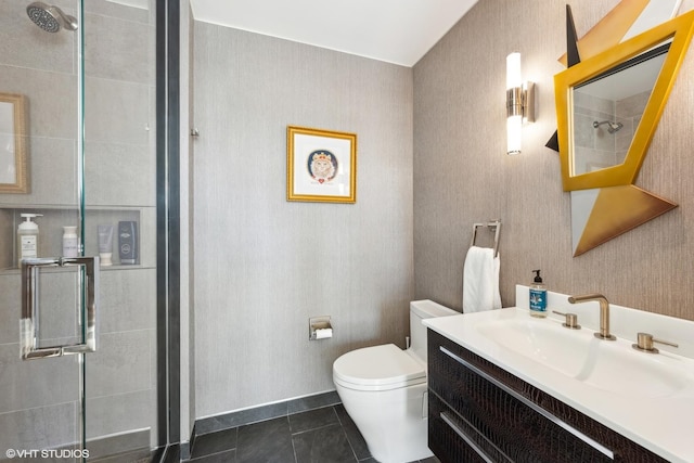 800 N Michigan Ave Unit 4001, Chicago, IL 60611 - full bath with tiled shower, tile patterned flooring, vanity, toilet, and baseboards