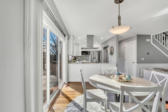 dining area featuring light hardwood / wood-style flooring