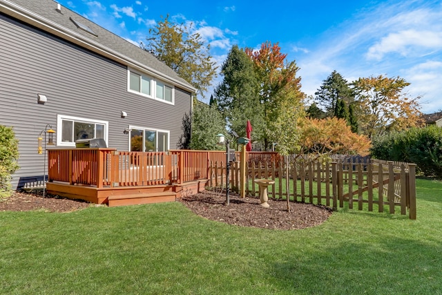 view of yard with a deck