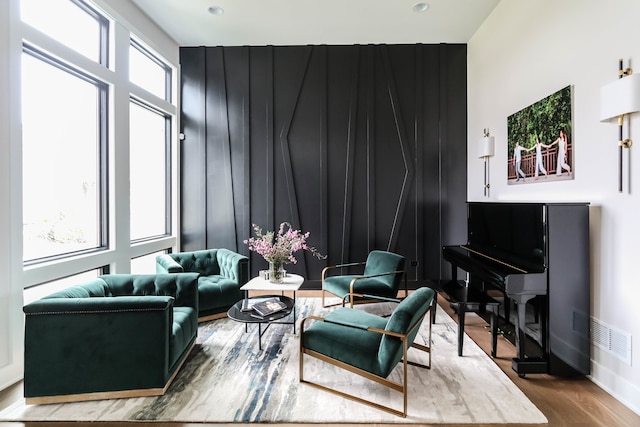 living area featuring hardwood / wood-style flooring