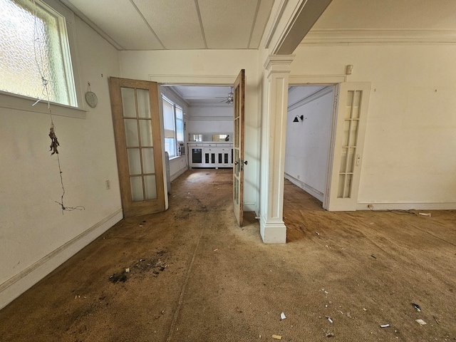 interior space featuring crown molding