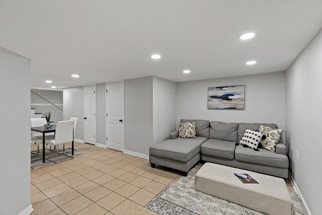 view of tiled living room