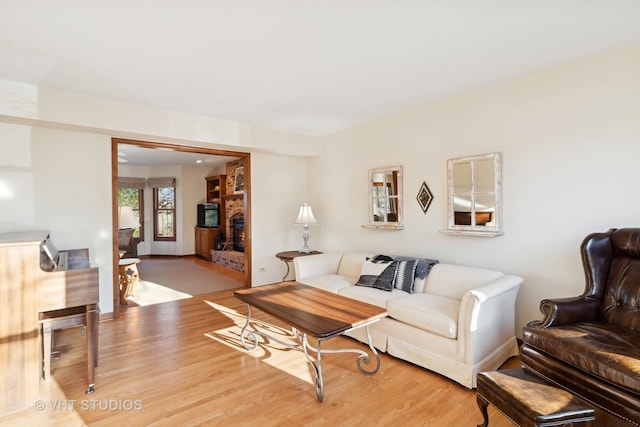 living room with light wood-type flooring