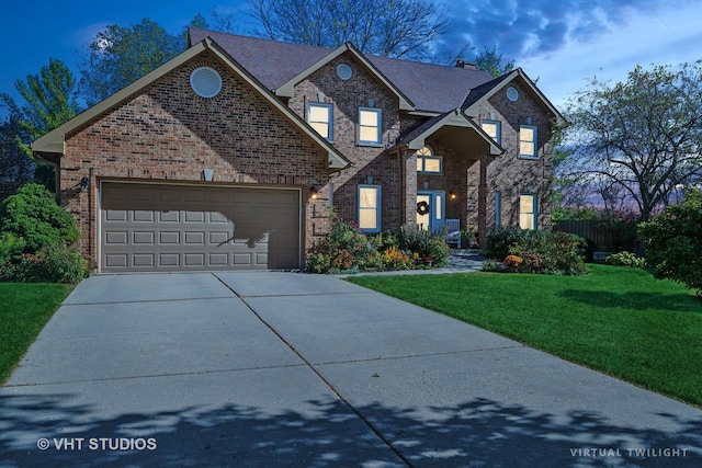 front facade with a front yard