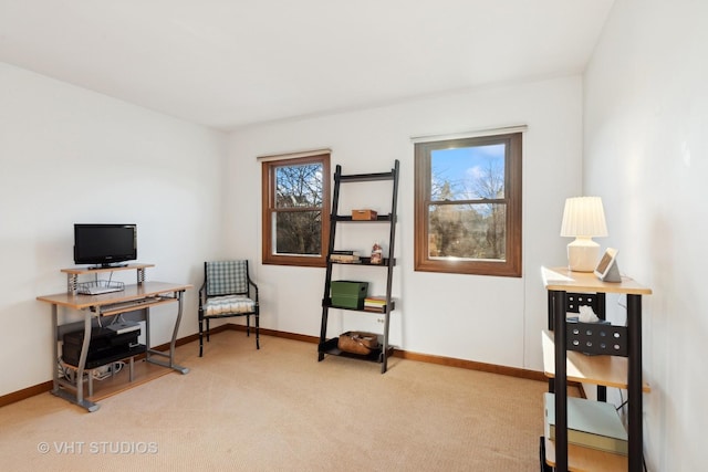 view of carpeted home office