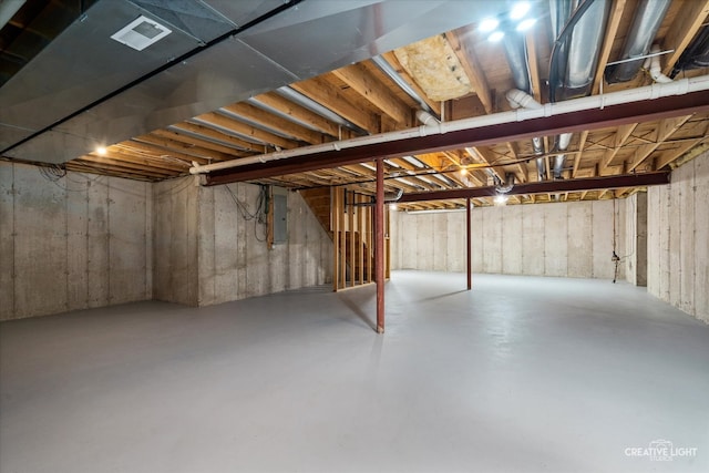 basement with electric panel