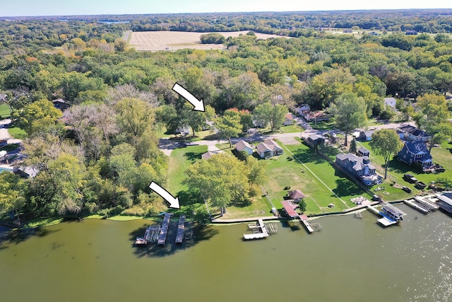 3012 Oakwood Ave, Mchenry, IL 60051 - birds eye view of property featuring a water view and a forest view
