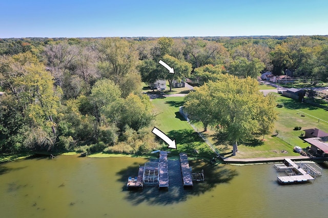 3012 Oakwood Ave, Mchenry, IL 60051 - drone / aerial view featuring a water view and a wooded view