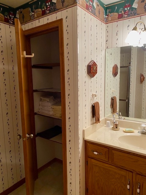 bathroom featuring vanity and tile patterned floors