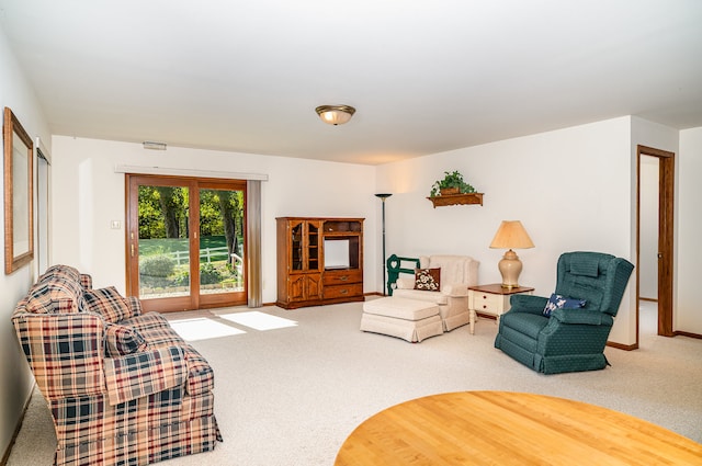 living room featuring carpet