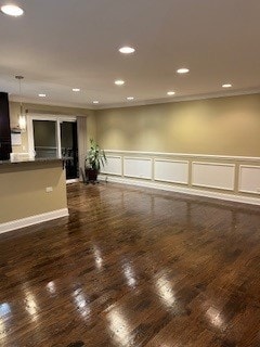 interior space with dark wood-type flooring