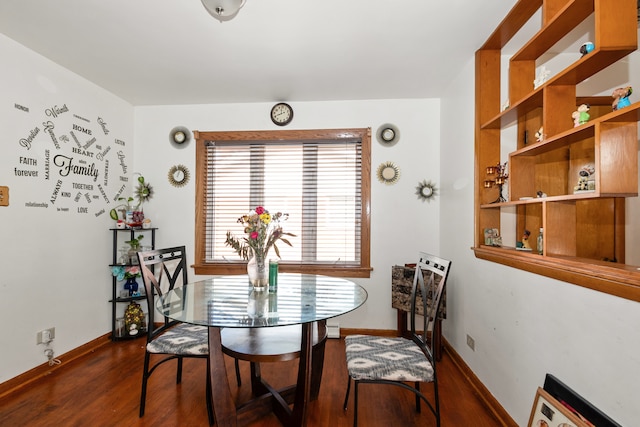 dining space featuring dark wood-type flooring