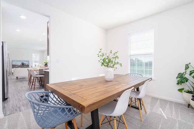 view of carpeted dining room