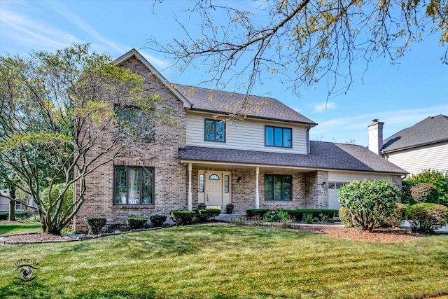 view of front of home featuring a front lawn