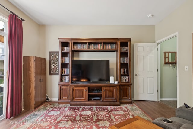 living room with light wood-type flooring