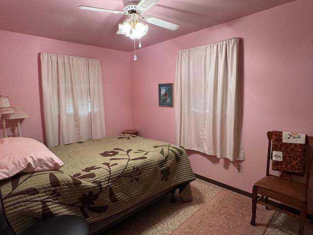 bedroom featuring ceiling fan