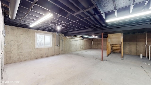 basement with electric panel