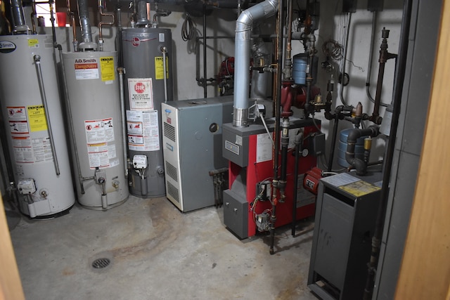 utility room featuring gas water heater