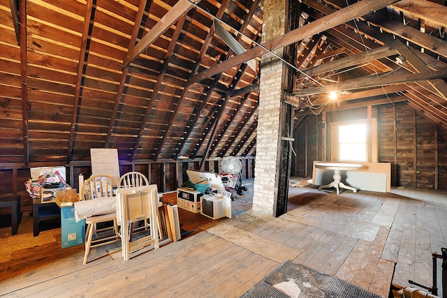 view of unfinished attic